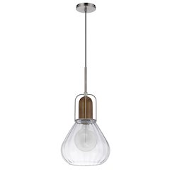 60W Rochelle Metal / Rubber Wood Mini Glass Pendant