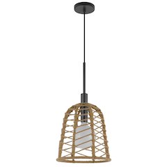 Parkton 60W Metal Pendant With Burlap Roped Shade