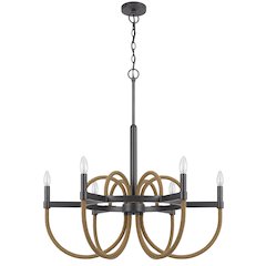 Rowland 60W X 6 Metal/Burlap Roped Chandelier