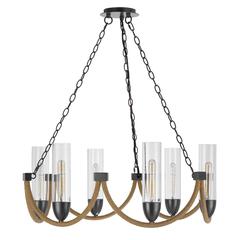60W X 6 Argyle Metal Chandelier With Moss Rods And Glass Shades
