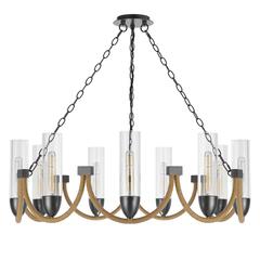 60W X 9 Argyle Metal Chandelier With Moss Rods And Glass Shades