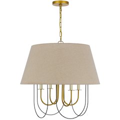 60W x 4 Eupora metal chandelier with burlap shade
