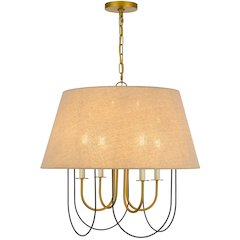 60W x 4 Eupora metal chandelier with burlap shade