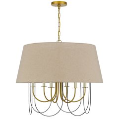 60W x 6 Eupora metal chandelier with burlap shade