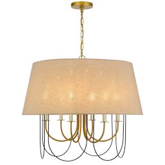 60W x 6 Eupora metal chandelier with burlap shade