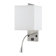 60W Metal Wall Lamp With Rocker Switch And 1W Led Gooseneck Reading Light