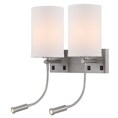 60W X 2 Lakewood Wall Lamp With Two 1W Intergrated Led Reading Lamps