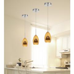 Integrated dimmable LED glass mini pendant light. 6W, 450 lumen, 3000K