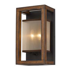 40W X 2 Rubber Wood Wall Sconce With Organza Shade (Edison Bulbs Not Included)