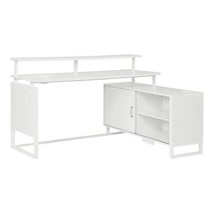 Ace 60"x 50" L-Shape Desk in White Top and White Frame