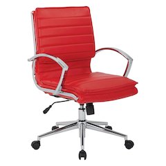 Mid-Back Manager’s Faux Leather Chair with Chrome Base, Removable Arm Sleeves.