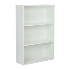White 3-Shelf Bookcase with Laminate and Metal Construction for Home Storage