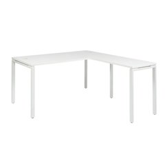 White L-Shape Workstation with Steel Frame and Particle Board Surface
