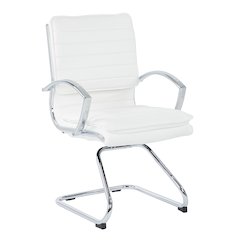 Guest Faux Leather Chair with Chrome Base and Includes Removable Arm Sleeves