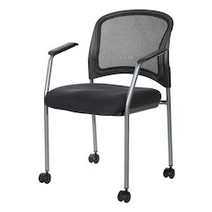 Black Reception Chair With Wheels – High-Back Guest Chair for Offices