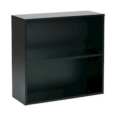 Black 2-Shelf Bookcase with Metal Frame and Laminate Shelves