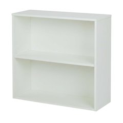 White 2-Shelf Bookcase with Laminate and Metal Construction for Home Storage