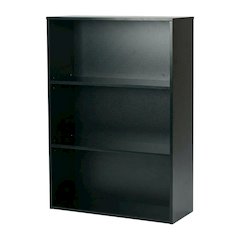 Black 3-Shelf Bookcase with Laminate and Metal Construction for Home Use
