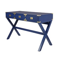 Lapis Blue Office Desk With Power Outlets And Modern Design