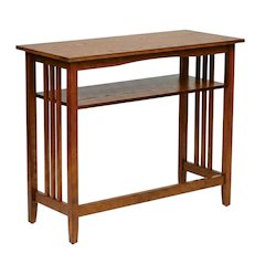 Wooden Foyer Console Table with Warm Finish and Sleek Design