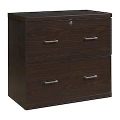 Brown Engineered Wood Wide Two-Drawer Lateral File Cabinet Office