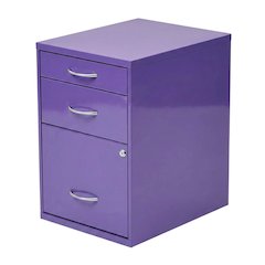 Purple Metal 22-Inch Pencil Box File Cabinet Compact Desk-Side