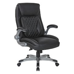 Executive Chair in Black Bonded Leather with Flip Arms
