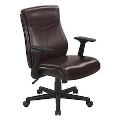 Mid-Back Managers Chair with Flip Up Arms in Chocolate Faux Leather