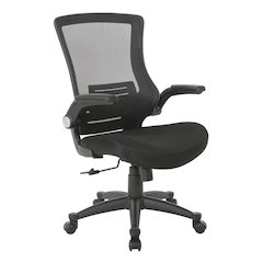 High-Back Office Chair – Black Mesh Desk Chair With Flip-Up Armrests