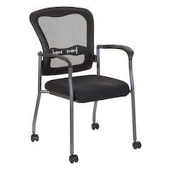 Black Guest Chair With Arms – Stackable Chair With Wheels for Offices