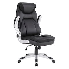 Executive Black Leather Chair – High-Back Work Chair With Silver Base