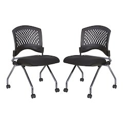 Black Foldable Office Chair, Set of 2 – Armless Reception and Conference Seating