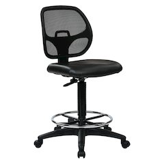 Black Drafting Chair – Office Chair With 20-Inch Foot Rest for Tall Desk