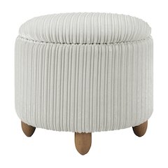 Lyra Storage Ottoman in Taupe Cord Fabric with Medium Oak Legs