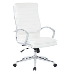 High Back Manager's Faux Leather Chair with Chrome Base, Removable Arm Sleeves