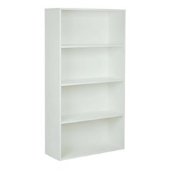 White Laminate and Metal Bookcase with Adjustable Shelves for Storage