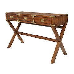 Wooden Office Desk With Power Outlets In Toasted Wheat Finish