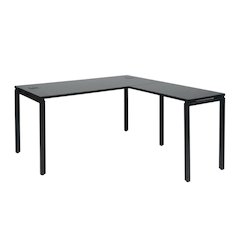 Black L-Shape Computer Workstation with Steel and Particle Board Components