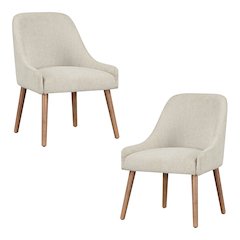 Kaylen Dining Chair 2-Pack in Linen Fabric with Medium Oak Legs