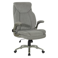 Grey Fabric Big & Tall Chair with Padded Flip Arms and Titanium Base.