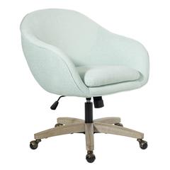 Nora Office Chair in Mint Fabric with Grey Brush Wood Base KD, NRA26-M75