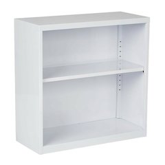 White steel bookcase with durable construction and clean design for home storage
