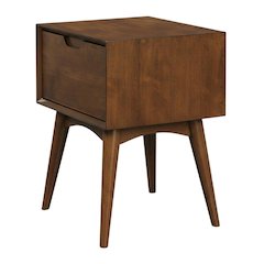 Walnut Accent Table With Drawer For Living Room And Office Spaces