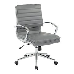 Mid-Back Manager’s Faux Leather Chair with Chrome Base, Removable Arm Sleeves.