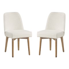 Jada Dining Chair 2-Pack in Linen Fabric with Oak Finish Wood