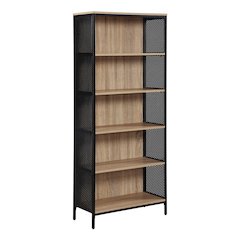 Ace 72” 5-Shelf Bookcase in Rustic Oak Finish