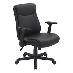Mid-Back Managers Chair with Flip Up Arms in Black Faux Leather
