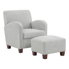 Aiden Chair & Ottoman Herringbone Smoke with Medium Espresso Legs, ADN-H14