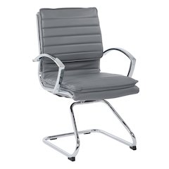 Guest Faux Leather Chair with Chrome Base and Includes Removable Arm Sleeves