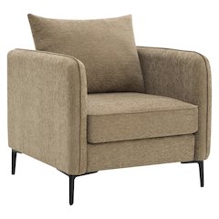 Newhaven Accent Chair in Taupe Fabric with Black Metal Legs